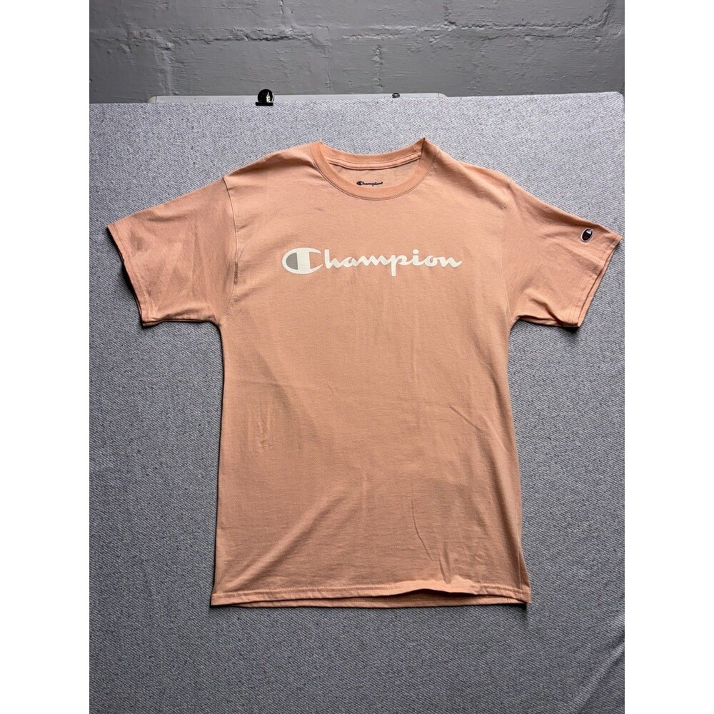 Champion Men’s Classic Script Logo T-Shirt - Medium Peach Orange New